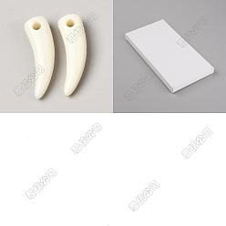 Old Lace 200Pcs Opaque Acrylic Pendants, Wolf Tooth Shape Charms, Old Lace, 24x7.5x5mm, Hole: 2.5mm