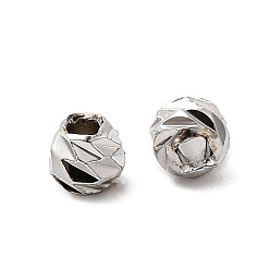 Платина Рифленые круглые латунные бусины, долговечный, стойки покрытие, без свинца и без кадмия, платина, 4x3 мм, отверстие : 1.6 мм