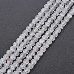 Clear Crackle Glass Beads Strands, Frosted, Round, Clear, 4mm, Hole: 0.8mm, about 98~100pcs/strand, 15.35 inch(39cm)