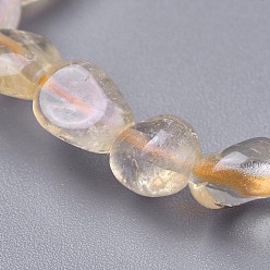 Цитрин Натуральный цитрин бисер стрейч браслеты, упавший камень, самородки, внутренний диаметр: 2~2-1/4 дюйм (5.2~5.6 см)
