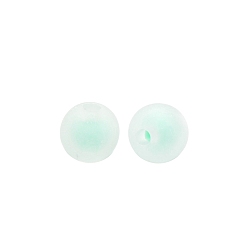 Pale Turquoise Transparent Acrylic Beads, Frosted, Bead in Bead, Round, Pale Turquoise, 8x7.5mm, Hole: 2mm, about 2080pcs/500g
