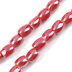 Красный Фарфора ручной работы бисер нитей, рис, яркие глазированный фарфор, красные, 5x4 мм, отверстие : 2 мм, около 59~61 шт / нитка, 11.81~12.20'' (30~31 см)