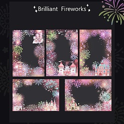 Pink 10Pcs Fireworks Laser PET Self Adhesive Stickers, for DIY Scrapbooking, Photo Album Decoration, Pink, 95x65mm