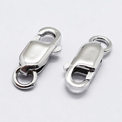 Platinum Rhodium Plated 925 Sterling Silver Lobster Claw Clasps, with 925 Stamp, Platinum, 14mm, Hole: 2mm