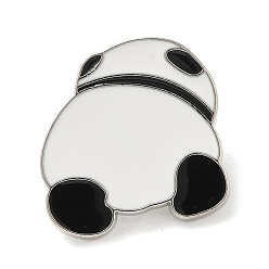 White Panda Enamel Pin, Alloy Brooch for Backpack Clothes, White, 20x23x2mm