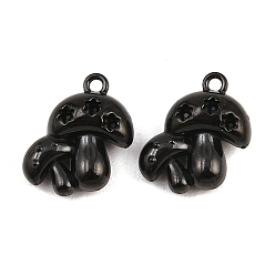 Черный 304 304 подвески из нержавеющей стали, грибное очарование, ионное покрытие (ip), чёрные, 15.5x13x6.5 мм, отверстие : 1.4 мм