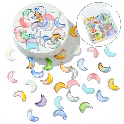 (52) Непрозрачная лаванда Стеклянные подвески, луна, разноцветные, 16x11x3 мм, отверстие : 1.2 мм