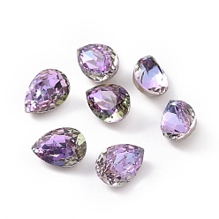 Vitrail Light K9 Glass Rhinestone Cabochons, Pointed Back & Back Plated, Faceted, Teardrop, Vitrail Light, 10x7x5.5mm