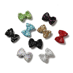 Mixed Color Polymer Clay Rhinestone Beads, Bowknot, Mixed Color, 21.5~22mmx30mmx9.5~10.5mm, Hole: 1.8mm