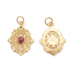 Red Eco-Friendly Brass Enamel Pendants, with Jump Ring, Lead Free & Cadmium Free, Flower Charm, Real 18K Gold Plated, Red, 21.5x16x1.5mm, Hole: 3.5mm