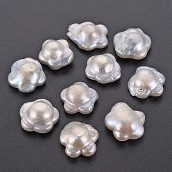 Seashell Color Natural Keshi Pearl Beads, Cultured Freshwater Pearl, No Hole/Undrilled, Flower, Seashell Color, 16~19x16~18x7~9mm