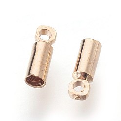 Light Gold Brass Cord Ends, Light Gold, 6x2mm, Hole: 0.8mm, Inner Diameter: 1.5mm