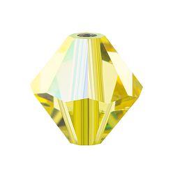 80100 200 Jonquil AB Хрустальные бусины preciosa®, чешский хрусталь, биконус(451 69 302 рондель), 80100 200 жонкиль аб, 6 мм, отверстие : 1 мм