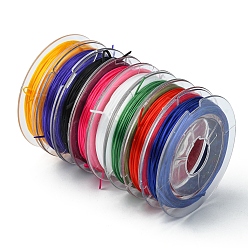 Mixed Color Flat Elastic Crystal String, Elastic Beading Thread, for Stretch Bracelet Making, Mixed Color, 0.5mm, about 10 yards(9.14m)/roll, 8 rolls/group