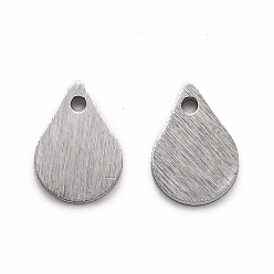 Stainless Steel Color 304 Stainless Steel Pendants, Stamping Blank Tag, Laser Cut, Double Side Drawbench Effect, Teardrop, Stainless Steel Color, 7x5x1mm, Hole: 1.8mm