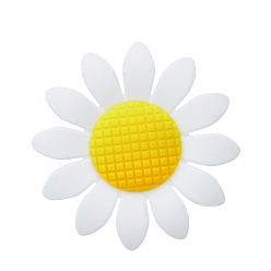 White Sunflower Food Grade Silicone Beads, Chewing Beads For Teethers, DIY Nursing Necklaces Making, White, 40mm