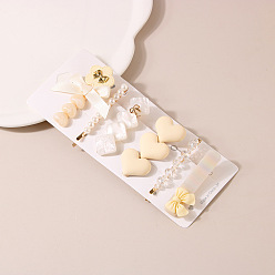 Type H-Milk White Camellia Cute Pearl Hair Clip Set with Rhinestone Side Clip - Girl's Hair Accessories