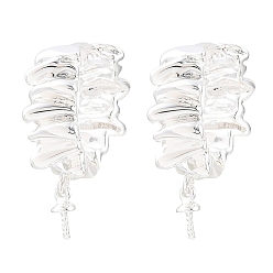 Argent Conclusions de boucle d'oreille en laiton huggie hoop, pour la moitié de perles percées, crémaillère plaquage, plaqué longue durée, argenterie, 22x16.5x6.5mm, pin: 0.8 mm