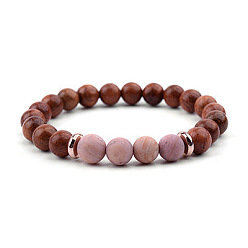 BC244-2 Natural Energy Crystal Bracelet for Bohemian Women - Matte Stone Beaded Jewelry