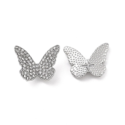 Platinum Alloy Crystal Rhinestone Pendants, Butterfly Charms, Platinum, 11.5x15x6mm, Hole: 1.6mm