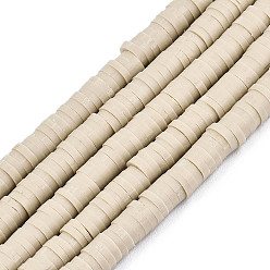 Бледно-Золотистый Бусины из полимерной глины , Диск / плоские круглые, Heishi бусы, бледно золотарник, 8x0.5~1 мм, отверстие : 2 мм, около 380~400 шт / нитка, 17.7 дюйм