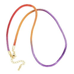 Разноцветный Изготовление ожерелий из окрашенного поликоттонового шнура, с латунными выводами и 303 застежками из лобстера из нержавеющей стали, реальный 18 k позолоченный, красочный, 18.11~18.19 дюйм (46~46.2 см)