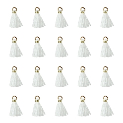 Белый Кулон с кисточкой из поликоттона (полиэстер), миниатюрные подвески-кисточки, с железными выводами и металлическим шнуром, белые, 10~15x2~3 мм, отверстие : 1.5 мм