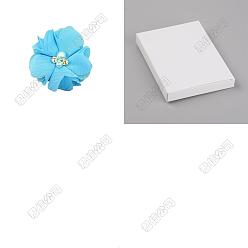 Темно-Голубой 30шт. полиэстер и пластик, имитация жемчуга и страз, цветочные украшения, для платьев, костюмов, украшений, глубокое синее небо, 55x24 мм