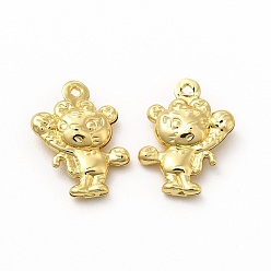 Real 18K Gold Plated Rack Plating Brass Pendants, Tiger Charm, Real 18K Gold Plated, 17x13x4mm, Hole: 0.8mm