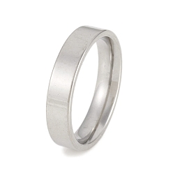 Stainless Steel Color 201 Stainless Steel Flat Plain Band Rings, Stainless Steel Color, US Size 5(15.7mm), 4mm