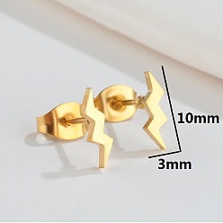 golden Stylish Stainless Steel Lightning Geometric Earrings for Women