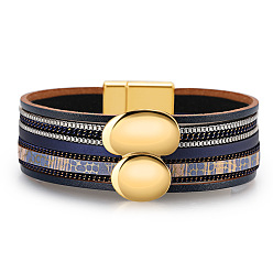 Marine Blue Irregular Circle Design Creative Leather Women's Bracelet - Personalized, Texture, Mix Batch.