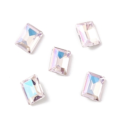 Light Rose K9 Glass Rhinestone Cabochons, Pointed Back & Back Plated, Rectangle, Light Rose, 8x6x3.5mm