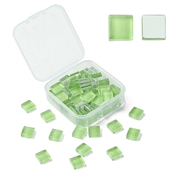 Желто-Зеленый 60 шт. Прозрачные стеклянные кабошоны, квадратный, желто-зеленый, 9.8x9.8x4 мм