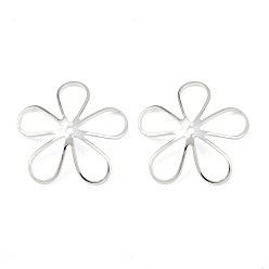 Посеребрённый Шапочки и конусы для бусин, латунные, без кадмия и без свинца, цветок, 925 серебро покрытием, 19.5x20x3 мм, отверстие : 1 мм