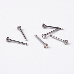 Crystal 304 Stainless Steel Rhinestone Nose Studs, Nose Bone Rings, Nose Piercing Jewelry, Crystal, 9mm, Bar Length: 1/4"(7mm), Pin: 20 Gauge(0.8mm)