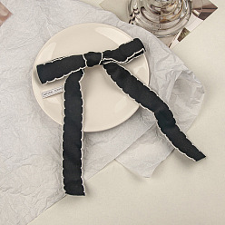Black mourning ribbon #4 Retro Wave Edge Bow Hair Clip for Girls with Butterfly Knot and Chanel Style, Top Clip Hairpin Accessories