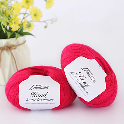 Cerise Wool Yarn for Sweater Hat, 4-Strands Wool Threads for Knitting Crochet Supplies, Cerise, about 656.17 Yards(600m)/Roll