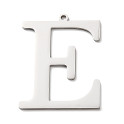 Letter E 304 подвески из нержавеющей стали, буквы, Письмо E, 40x31x1.4 мм, отверстие : 2 мм