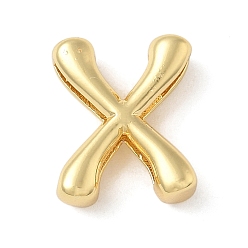 Letter X Медные подвески-слайдеры, стойки покрытие, без свинца и без кадмия, долговечный, реальный 18 k позолоченный, Письмо X, 14.5x12x4.5 мм, отверстие : 10.5x2 мм