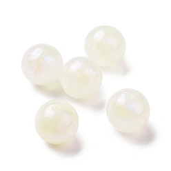 Beige Opaque Acrylic Beads, Glitter Beads, Round, Beige, 15mm, Hole: 2mm, about 210pcs/500g