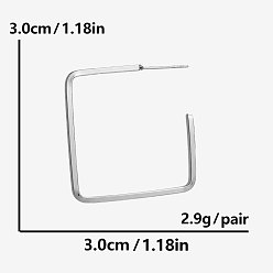 Серебро Стильные 304 квадратные серьги-гвоздики из нержавеющей стали, серебряные, 30x30 мм