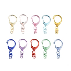 Mixed Color Spray Painted Alloy Swivel Snap Hook, Keychain Clasps Findings, Mixed Color, 57mm, Hole: 6mm, link: 19x8.5x4.5mm, ring: 8x1mm, buckle: 31x26x7.5mm