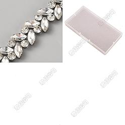 Кристалл 1 аппликации со стразами из сплава дворовых цветов, Утюг на заплатах для свадебного платья пояса костюм чонсам аксессуары, кристалл, 16~23x5.5 мм