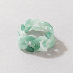 19376 Minimalist Resin Acrylic Light Green Buckle Ring for Women in Countryside Style