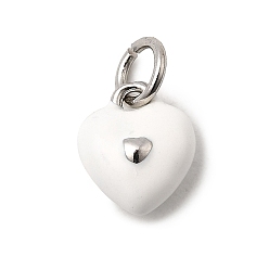 Белый Латунь эмаль прелести, долговечный, без свинца и без кадмия, с целью перехода в кольце, шарма сердца, стойки покрытие, платина, белые, 9.5x8.5x4.5 мм, отверстие : 3.5 мм