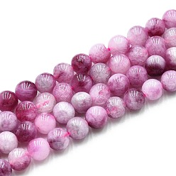 Camellia Natural Quartz Beads Strands, Dyed, Round, Imitation Plum Blossom Tourmaline, Camellia, 6~6.5mm, Hole: 0.9~1mm, about 60~63pcs/strand, 14.96~15.35 inch(38~39cm)