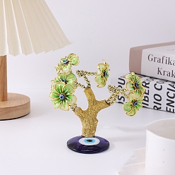 Yellow Green Evil Eye Tree of Life Resin Figurines, for Home Office Desktop Feng Shui Decoration, Yellow Green, 60x130mm