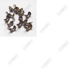 Antique Bronze Iron Bead Tips, Calotte Ends, Clamshell Knot Cover, Antique Bronze, 8x4mm, Hole: 1.5mm, Inner Diameter: 3mm