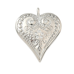 Платина Латунные микро проложить кубического циркония подвески, сердце, долговечный, без кадмия и без свинца, стойки покрытие, платина, 24x20x3 мм, отверстие : 2 мм